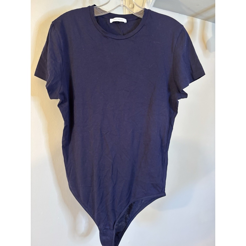 NINETY PERCENT Navy Blue Organic Cotton Short Sleeve Bodysuit XXS‎
